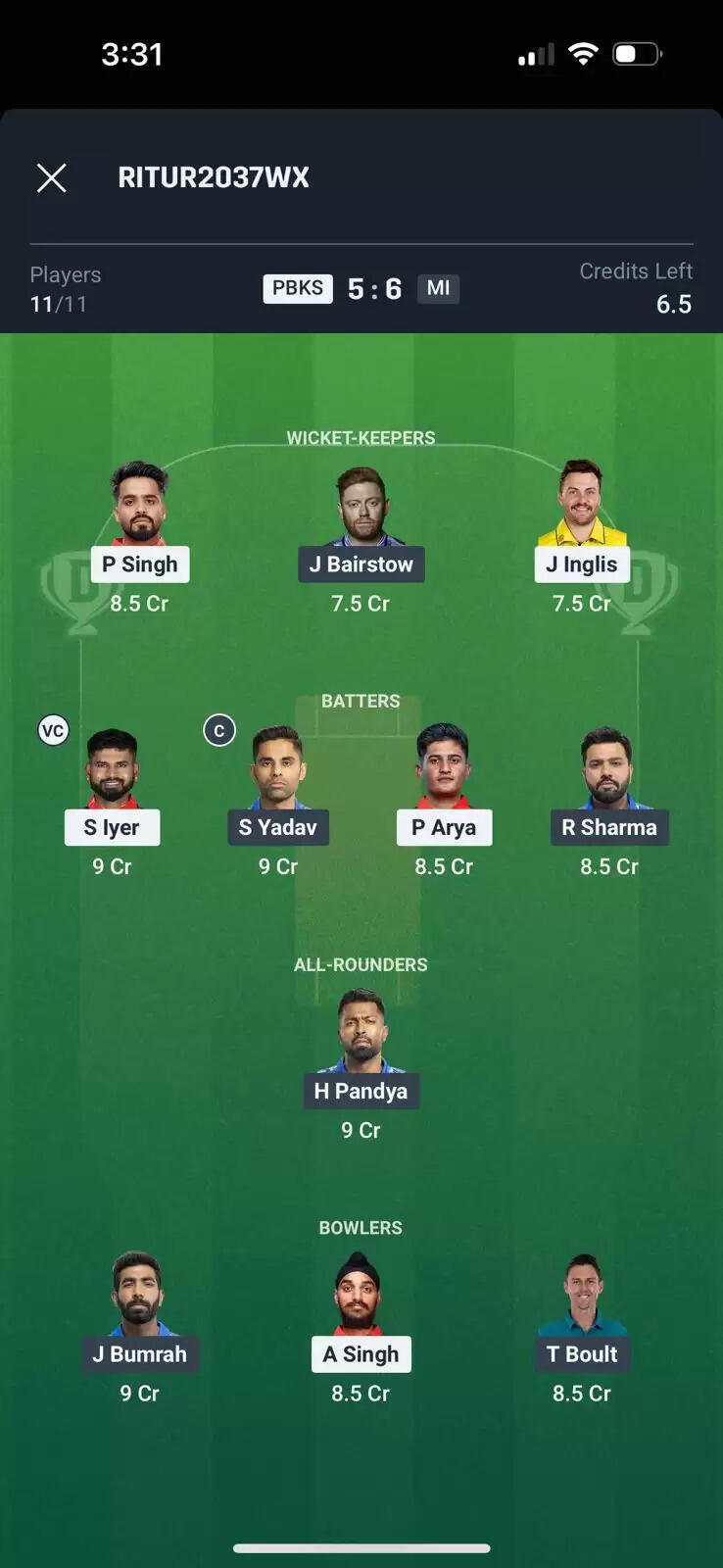 PBKS बनाम MI: क्वालीफायर 2 के लिए DREAM 11 टीम की चयन प्रक्रिया