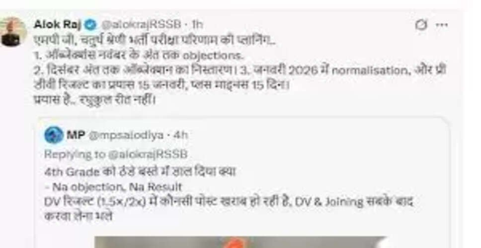 राजस्थान चतुर्थ श्रेणी कर्मचारी भर्ती परीक्षा 2024 का रिजल्ट 15 जनवरी तक घोषित होगा