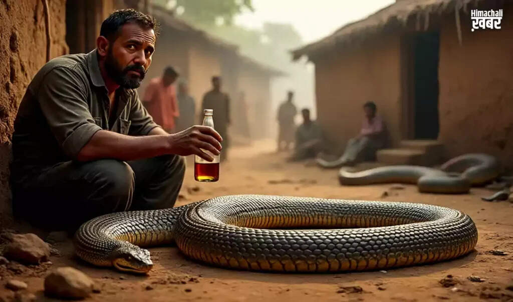 शराबी की किंग कोबरा से अनोखी मुलाकात: सांप की मौत, इंसान बचा