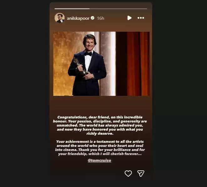 टॉम क्रूज को मिला पहला ऑस्कर अवॉर्ड, अनिल कपूर ने जताई खुशी
