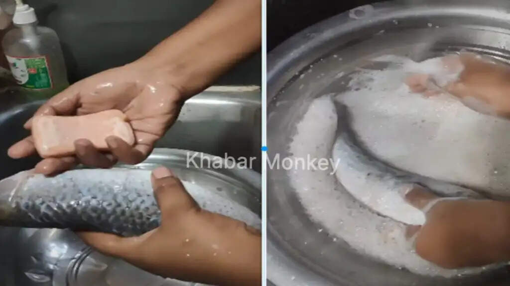 सोशल मीडिया पर मछली धोने का अनोखा तरीका हुआ वायरल