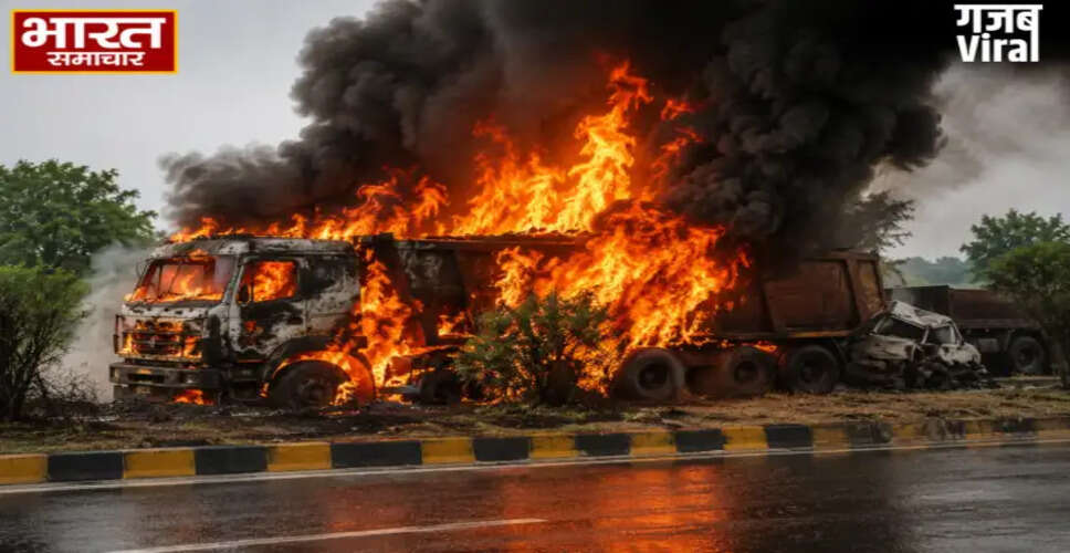 गोरखपुर में भीषण सड़क हादसा: ट्रक में लगी आग, चालक और खलासी की मौत