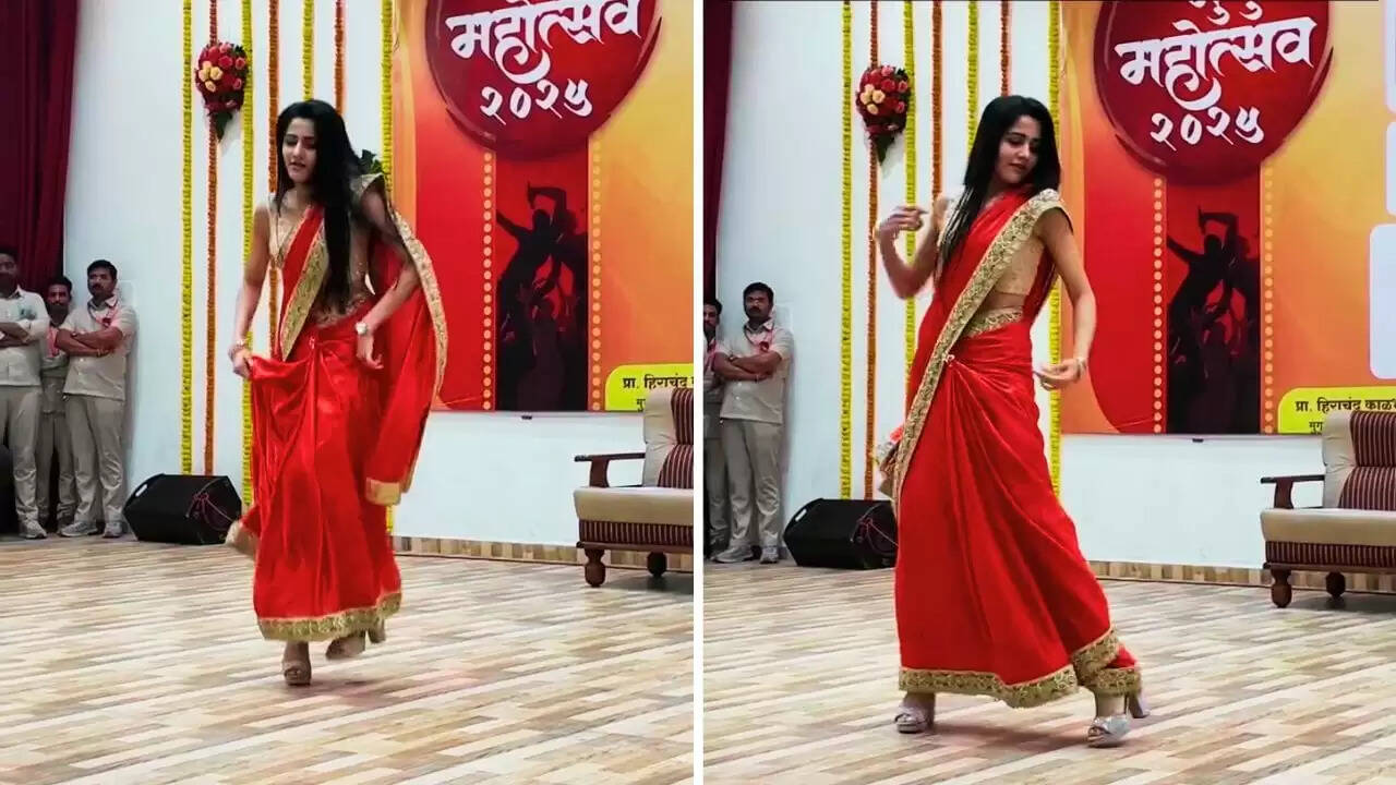 लाल साड़ी में लड़की का धूम मचाले पर शानदार डांस, वीडियो हुआ वायरल