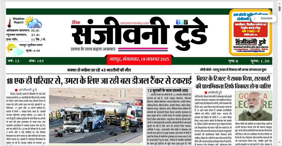 आज का अखबार: 18 नवंबर 2025 की प्रमुख खबरें