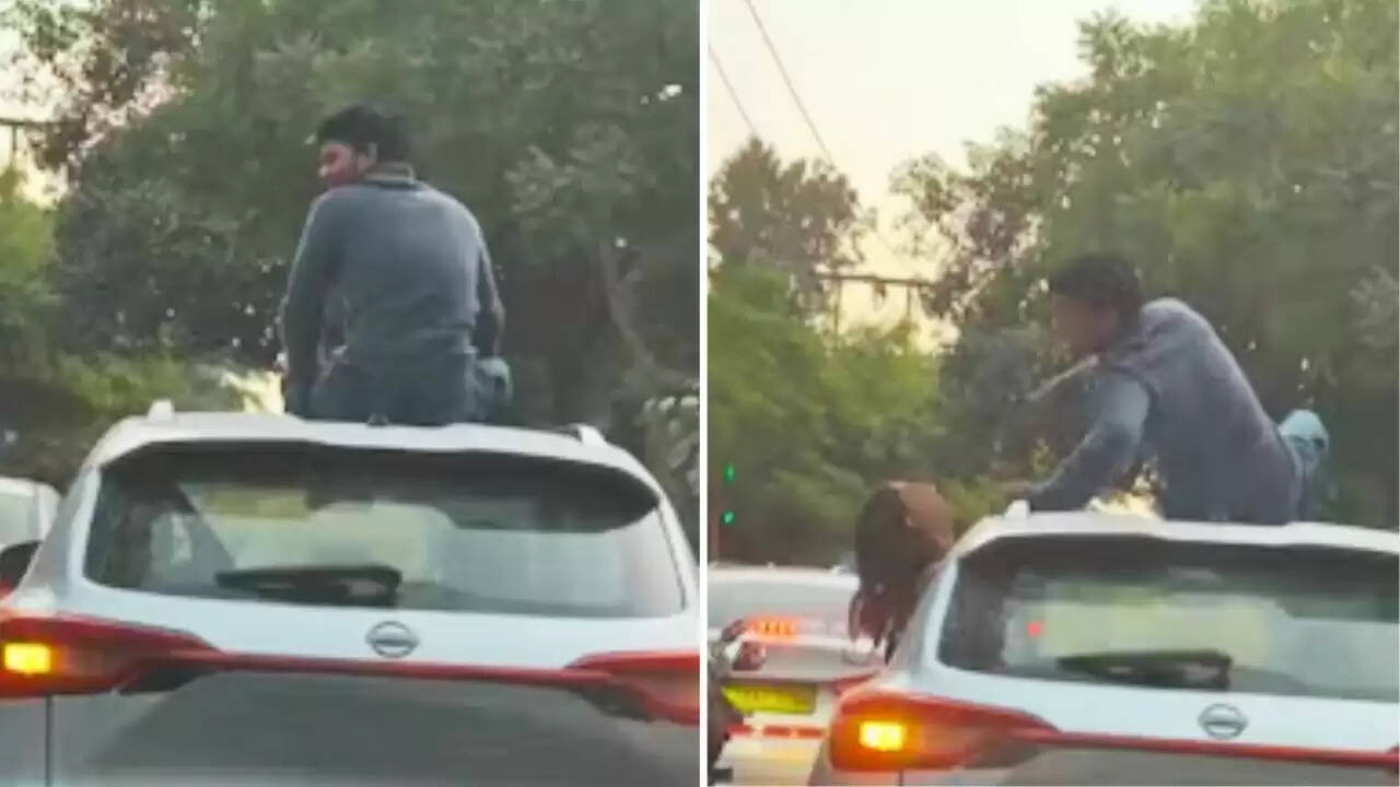 दिल्ली में चलती कार पर खतरनाक स्टंट: पुलिस ने लिया एक्शन