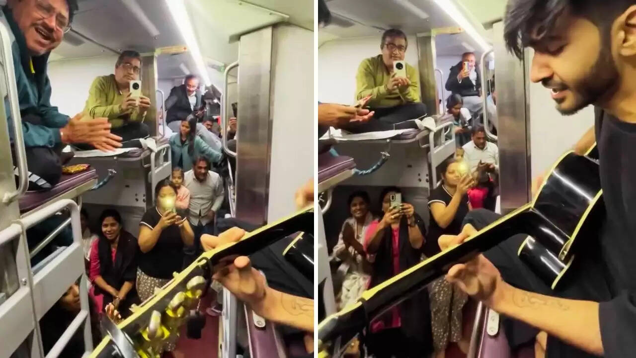 युवक का गिटार पर गाना, ट्रेन में बना लाइव कॉन्सर्ट