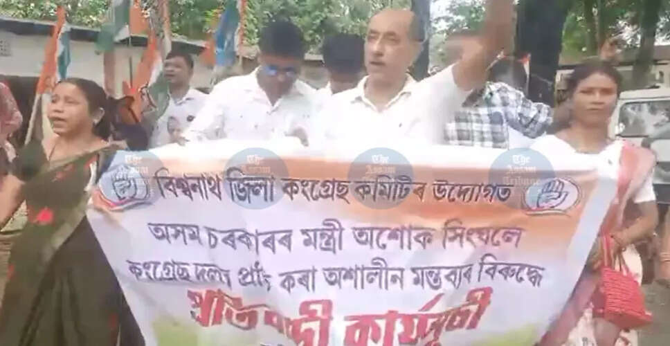 बिस्वनाथ में कांग्रेस का विरोध: मंत्री अशोक सिंघल के खिलाफ प्रदर्शन