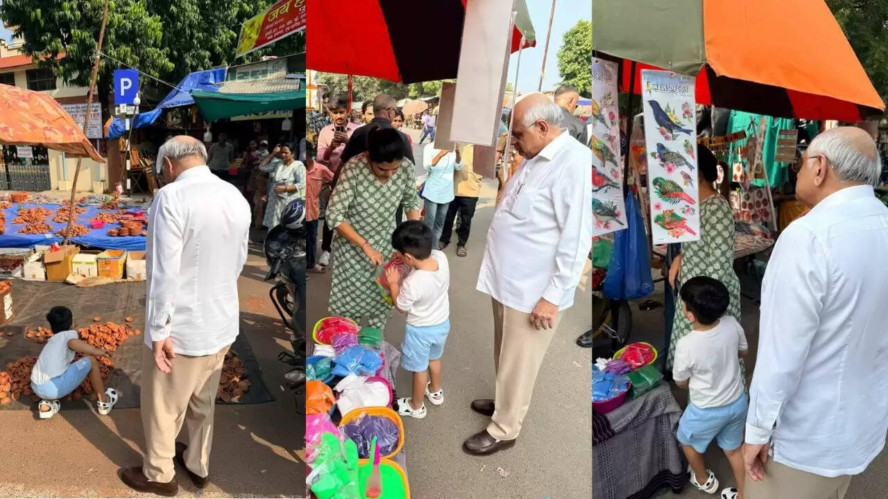 गुजरात के मुख्यमंत्री भूपेन्द्र पटेल ने दिवाली पर पोते के साथ की खरीदारी