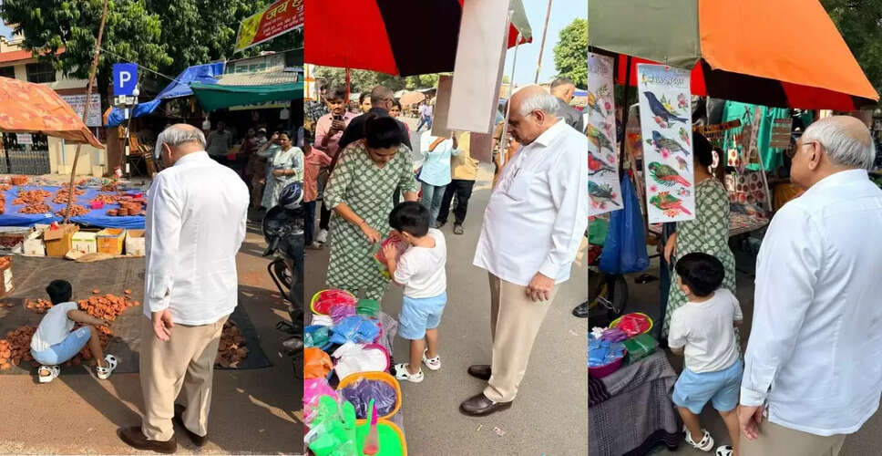 गुजरात के मुख्यमंत्री भूपेन्द्र पटेल ने दिवाली पर पोते के साथ की खरीदारी