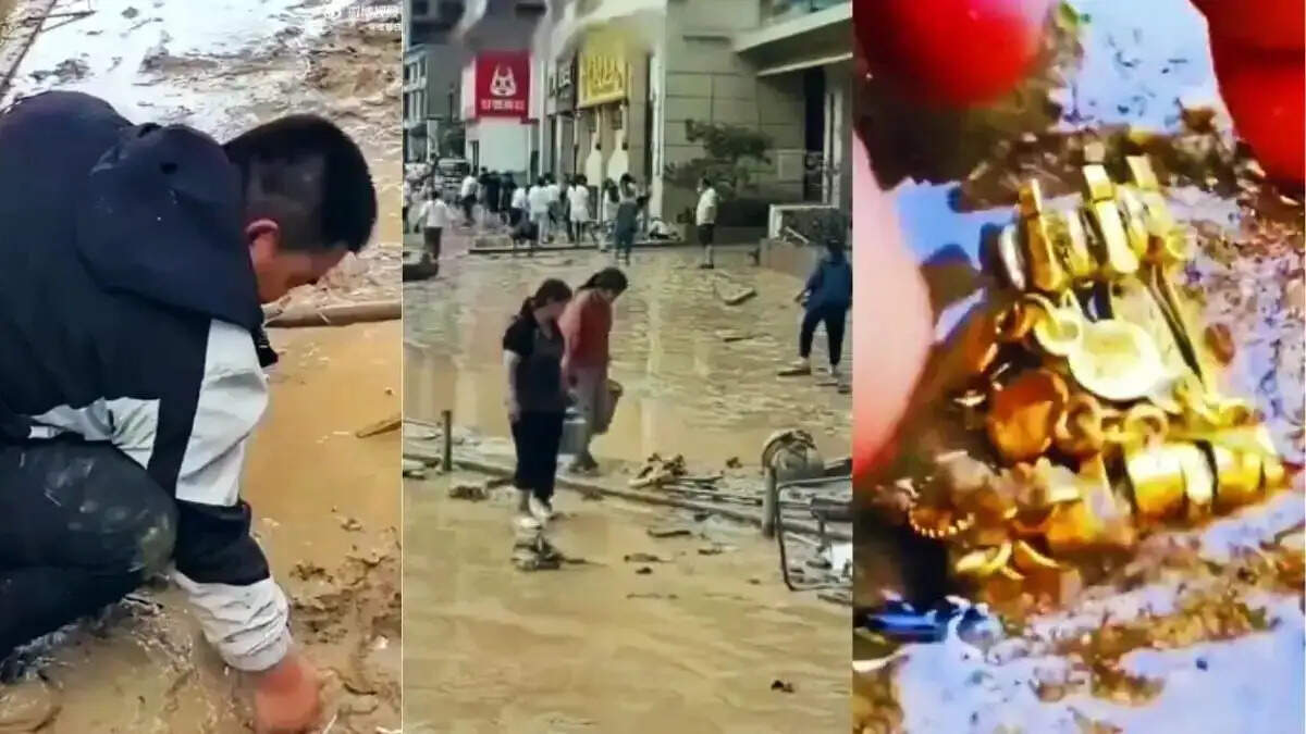 चीन में बाढ़ ने ज्वेलरी दुकान को किया बर्बाद, 20 किलो सोना-चांदी बहा