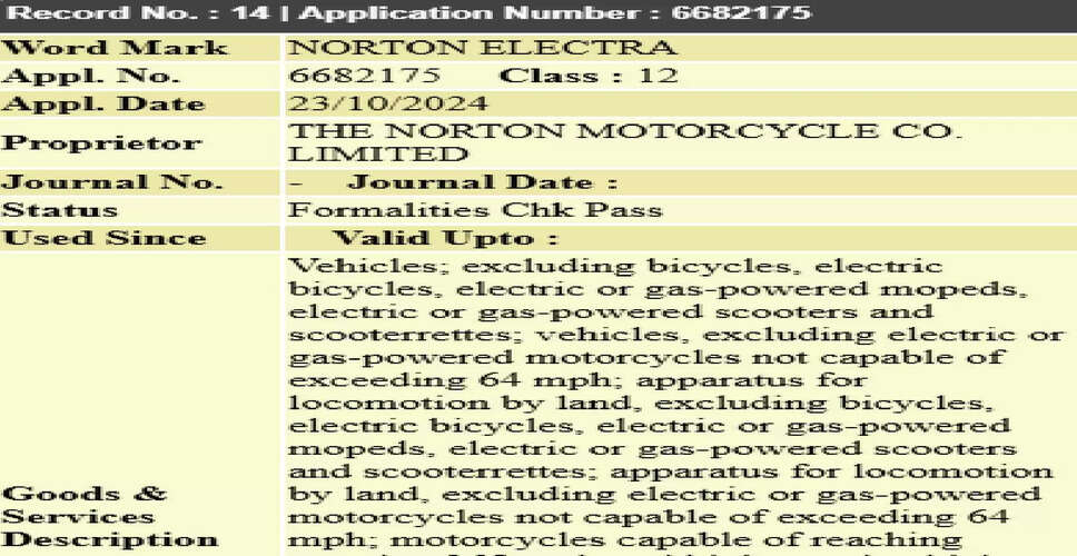 Norton की नई मोटरसाइकिलें: Electra और Commander के नामों का Trademark