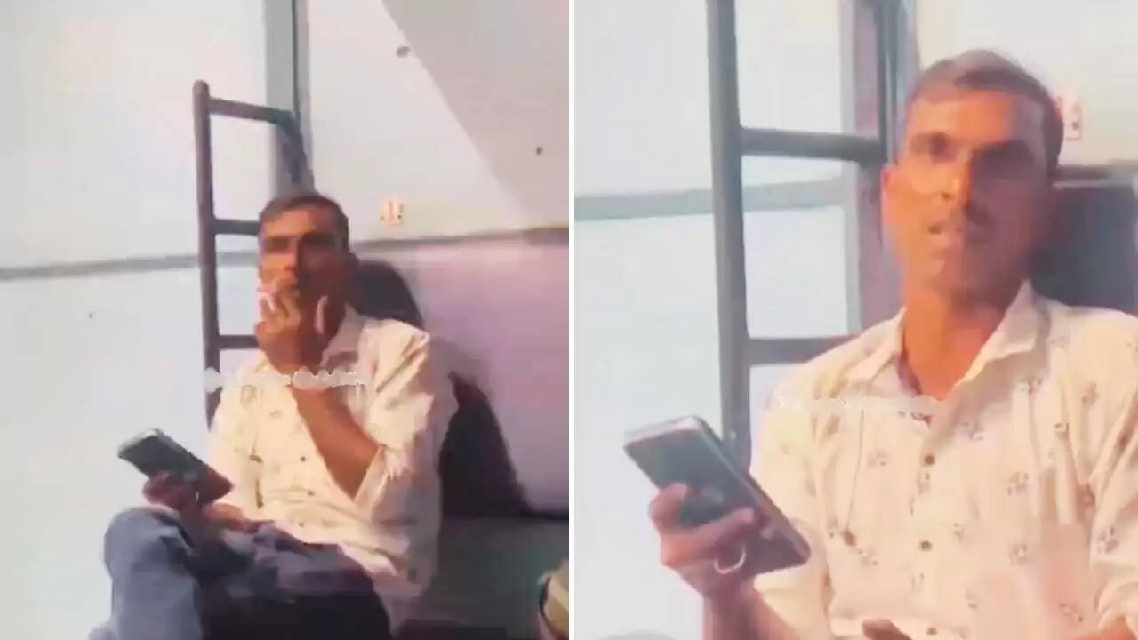ट्रेन में सिगरेट पीने वाले रेलवे कर्मचारी का वीडियो हुआ वायरल