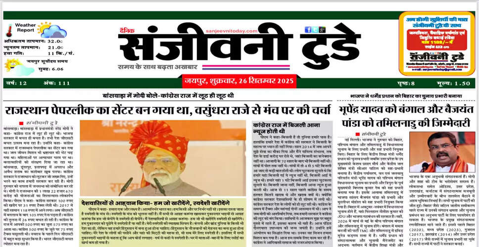 आज का समाचार पत्र: 26 सितंबर 2025 का अपडेट