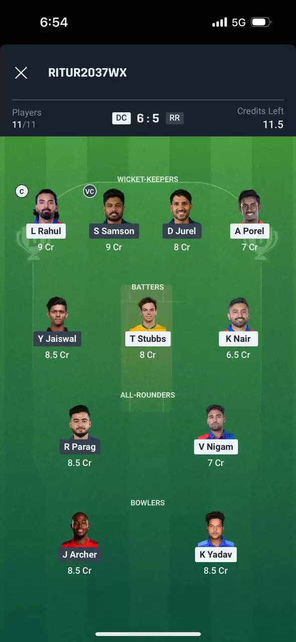 DC vs RR: IPL 2025 के लिए Dream11 टीम और फैंटेसी टिप्स