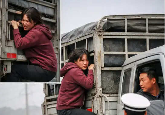 चीन में पत्नी ने पति पर शक होने पर ट्रक के पीछे खुद को बांधा