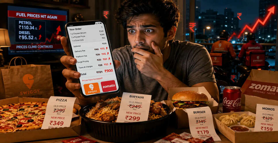 ऑनलाइन फूड डिलीवरी की लागत में वृद्धि की संभावना