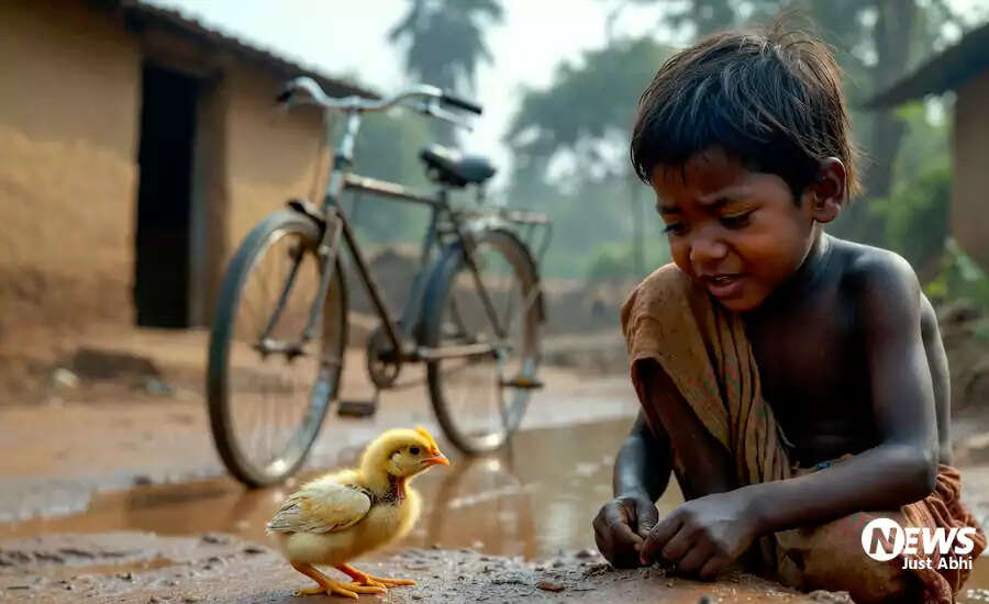 बच्चों की मासूमियत: एक छोटे बच्चे की चूजे को बचाने की कोशिश