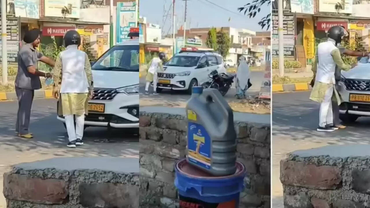 बाइक सवार की गुटखे की पीक पर सरदार जी ने सिखाया सबक