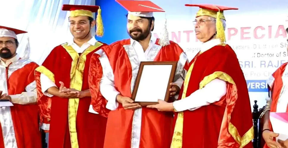 मामूट्टी को मिला तीसरा मानद डॉक्टरेट, भारतीय सिनेमा में योगदान की सराहना