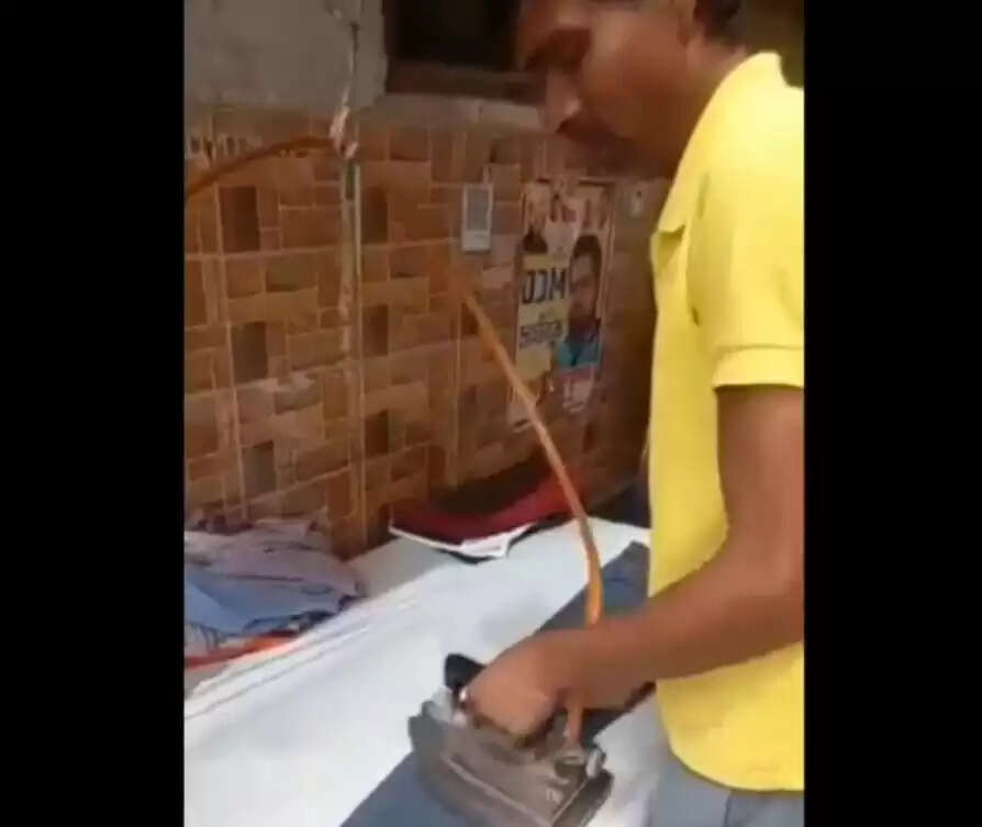 एलपीजी से कपड़े प्रेस करने का अनोखा जुगाड़