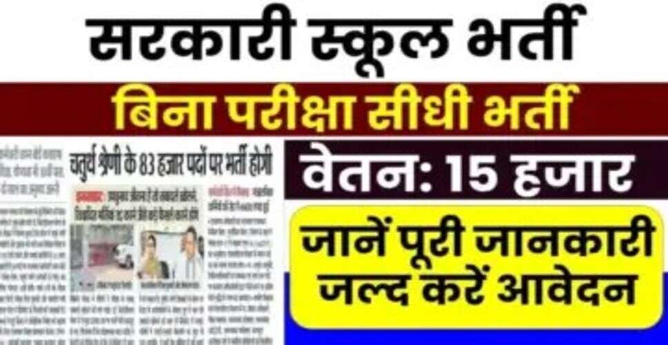 सरकारी स्कूल भर्ती 2025: चपरासी, क्लर्क और स्वीपर के लिए सुनहरा अवसर