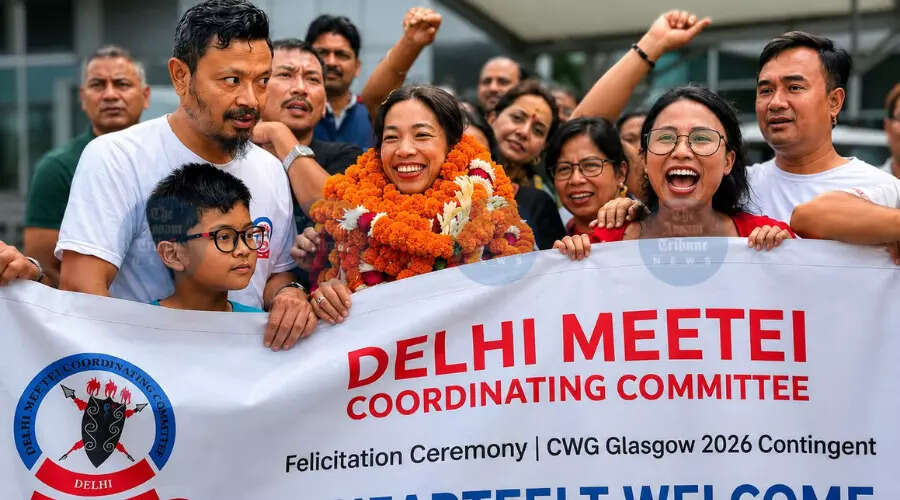 दिल्ली में मणिपुर के Commonwealth Games पदक विजेताओं का भव्य स्वागत