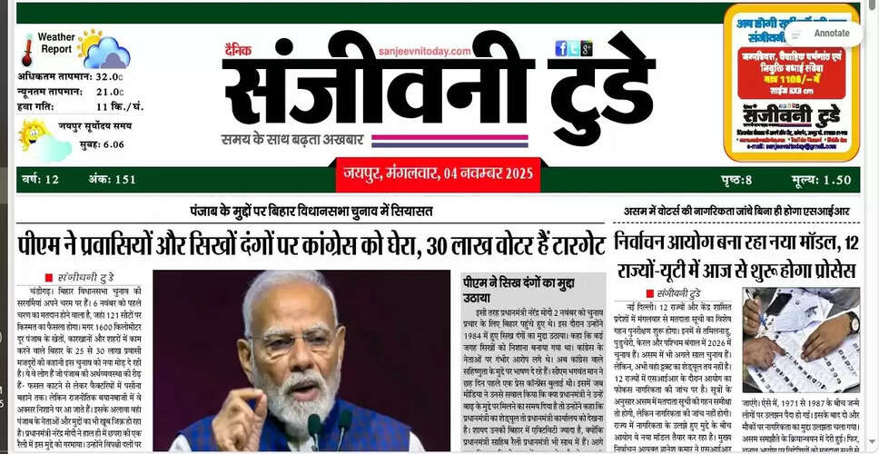 आज का अखबार: 04 नवंबर 2025 की प्रमुख खबरें