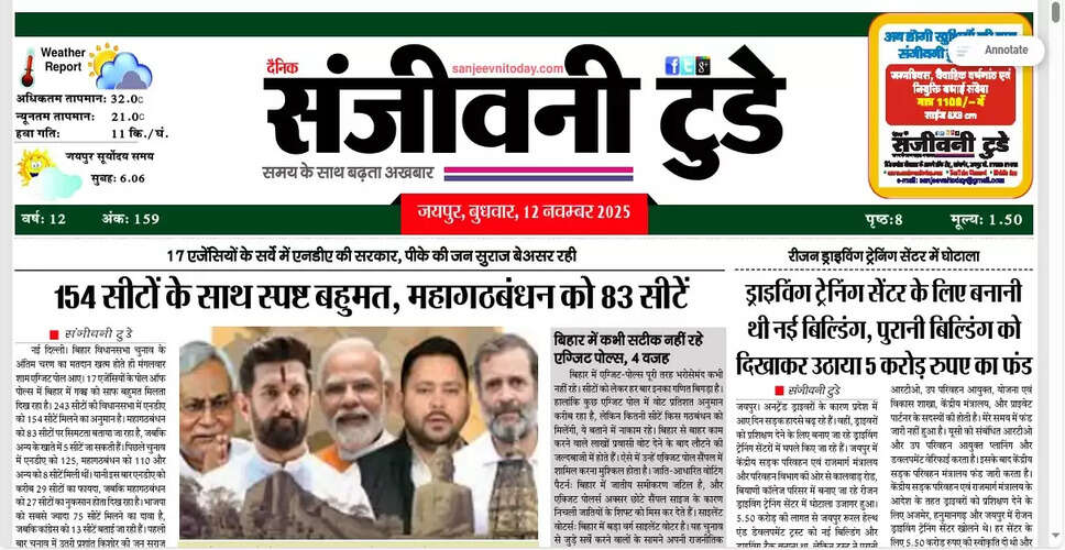 आज का समाचार पत्र: 12 नवंबर 2025 का अपडेट