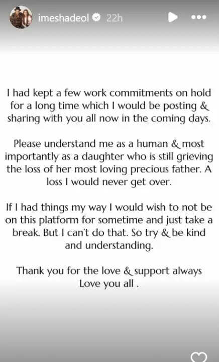 ईशा देओल ने पिता धर्मेंद्र को याद करते हुए साझा की भावनाएं