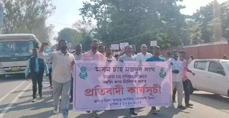 चाय बागान श्रमिकों का जोरदार प्रदर्शन, नौकरी की सुरक्षा की मांग