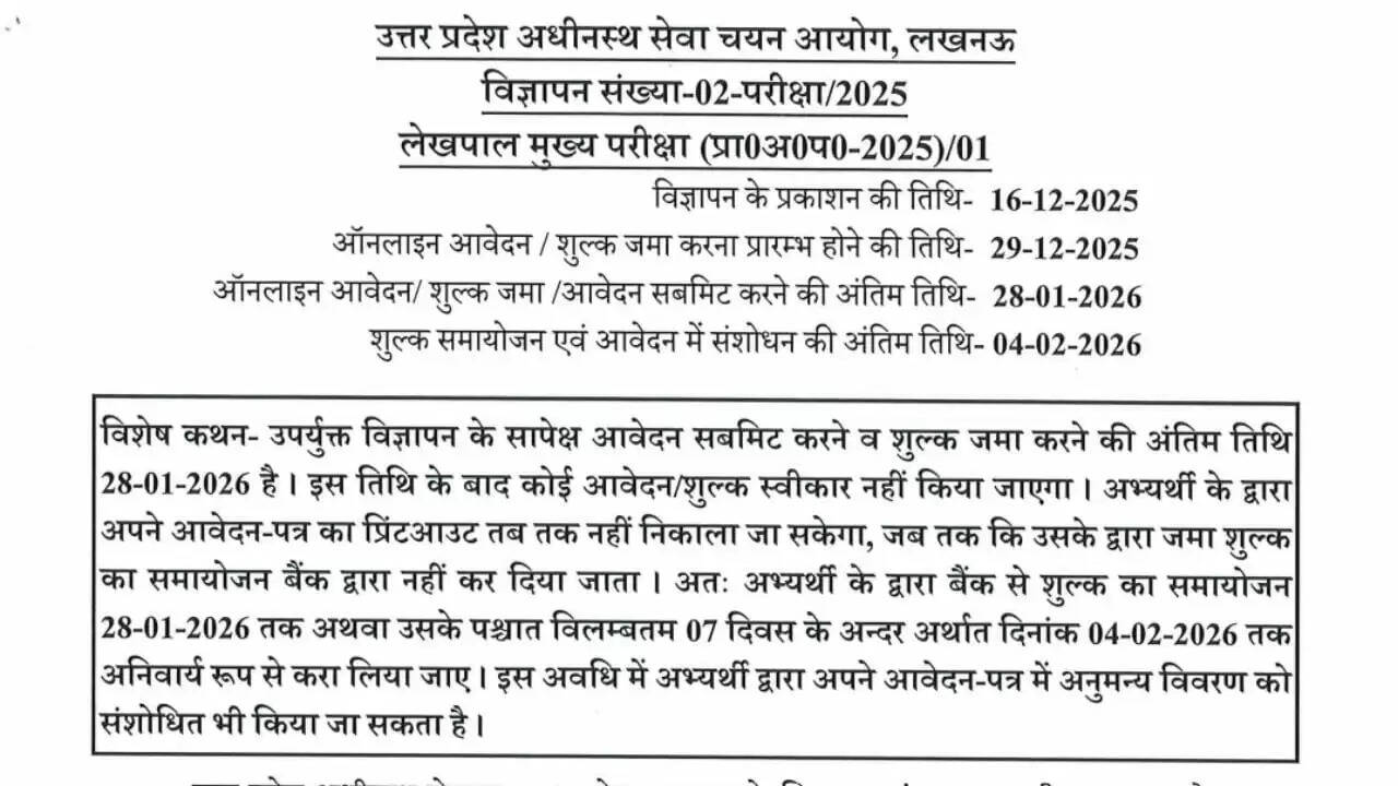 यूपी लेखपाल भर्ती 2025: आवेदन प्रक्रिया और महत्वपूर्ण जानकारी