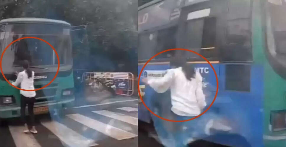 BMTC बस चालक द्वारा महिला को कुचलने की कोशिश का वायरल वीडियो