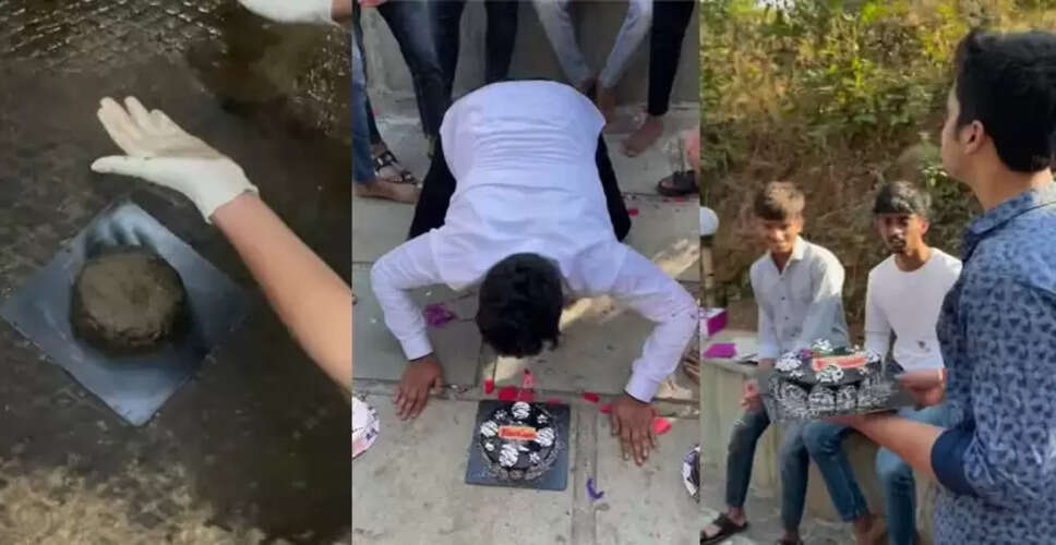 दोस्तों ने जन्मदिन पर बनाया अनोखा गोबर का केक