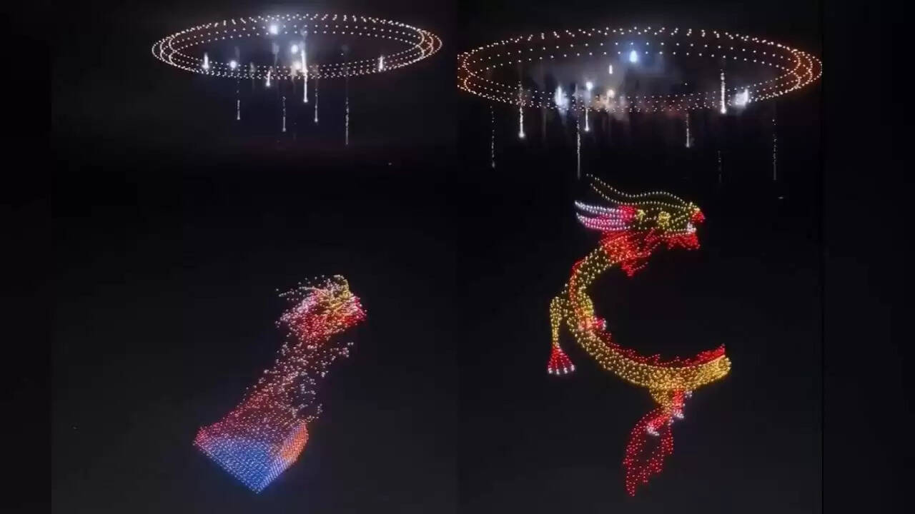 चीन का अद्भुत ड्रोन और आतिशबाजी शो, नए साल का जश्न