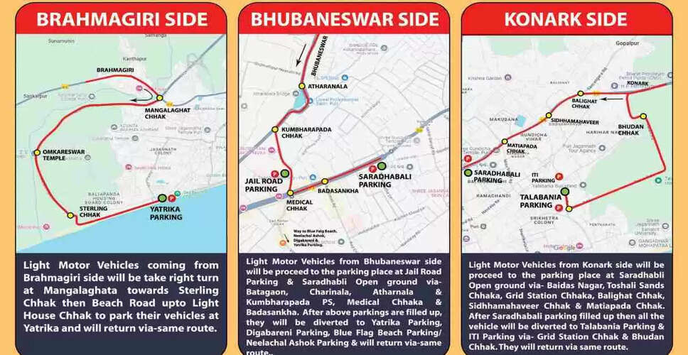 Puri Traffic Advisory for Devasnana Purnima 2025: Key Routes and Parking Details