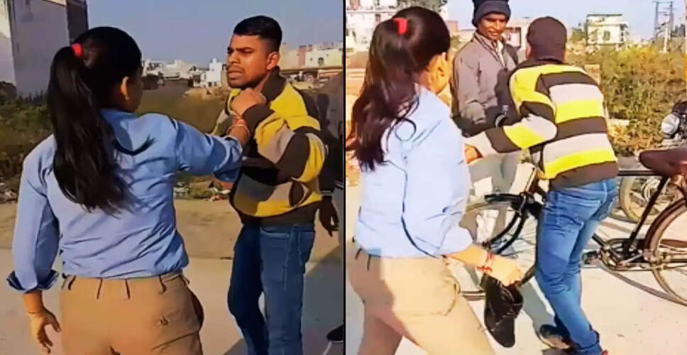 भरतपुर में मनचले की पिटाई: युवती ने सड़क पर दी करारा जवाब