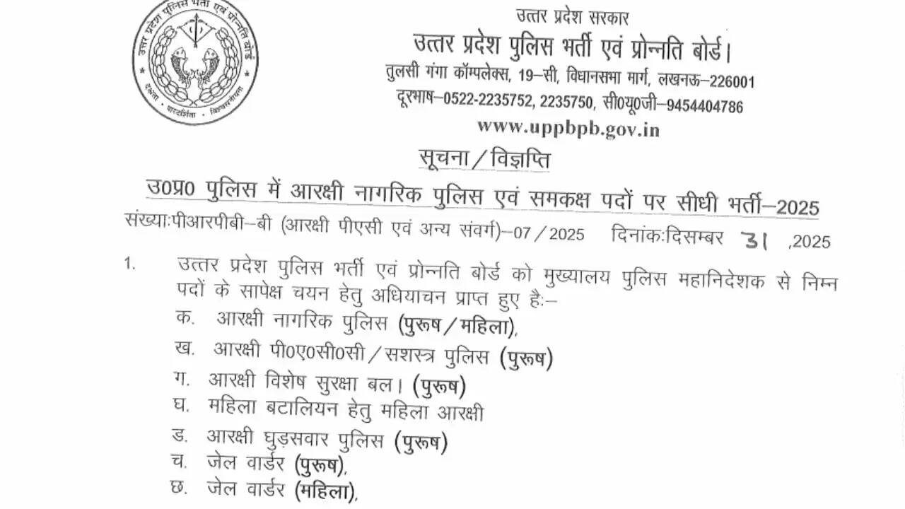 यूपी पुलिस में 32,679 कॉन्स्टेबलों की भर्ती, आवेदन की प्रक्रिया शुरू