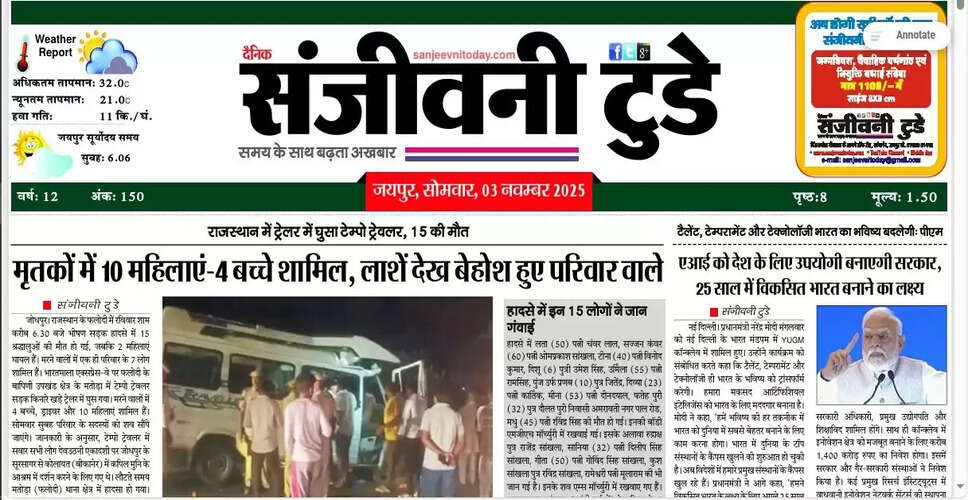 आज का अखबार: 03 नवंबर 2025 की प्रमुख खबरें