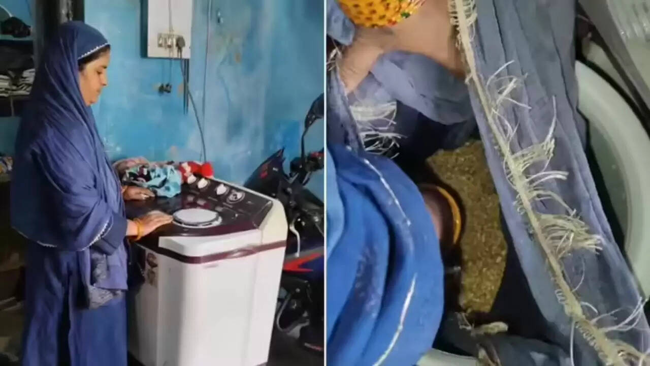 वॉशिंग मशीन में गेहूं सुखाने का अनोखा जुगाड़ वायरल