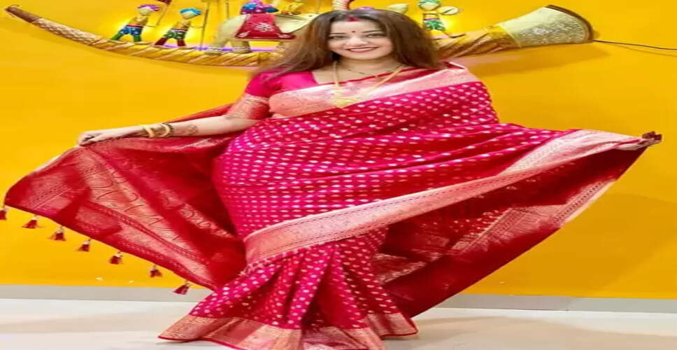 गुलाबी साड़ी, सोने के गहने और सिंदूर… हरतालिका तीज पर कुछ इस तरह सजी मोनालिसा
