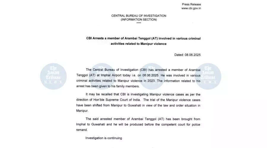 मणिपुर में जातीय हिंसा के संदर्भ में CBI ने एक व्यक्ति को गिरफ्तार किया