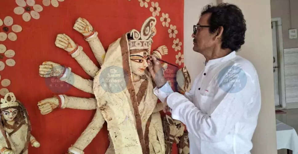 दुर्गा पूजा पर अनोखी मूर्ति: बासी पापड़ से बनी देवी दुर्गा की प्रतिमा